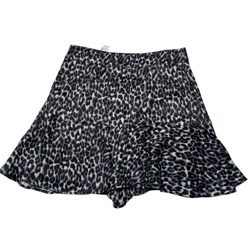 Zara Leopard Print Mini Skort Black/Navy Sz XS NWT